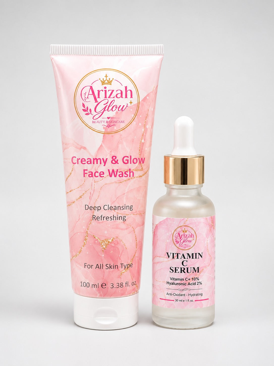 Arizah Glow Daily Radiance Duo | Creamy & Glow Face Wash + Vitamin C Serum