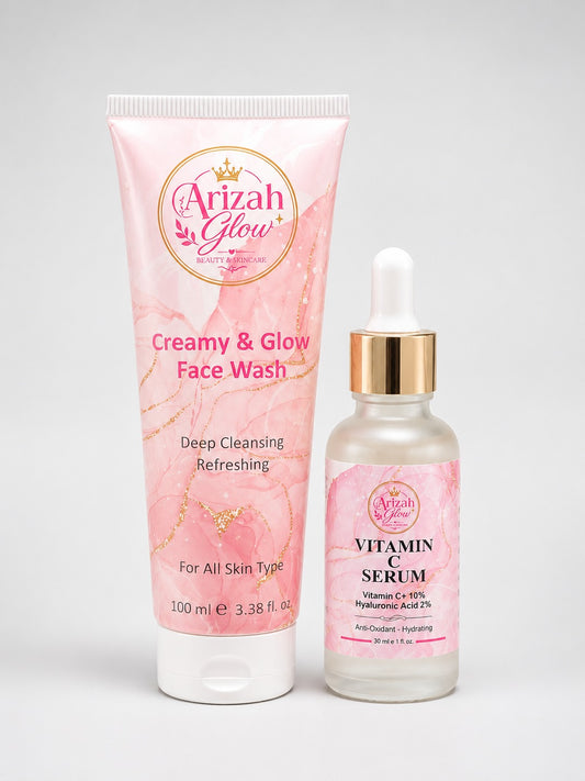 Arizah Glow Daily Radiance Duo | Creamy & Glow Face Wash + Vitamin C Serum